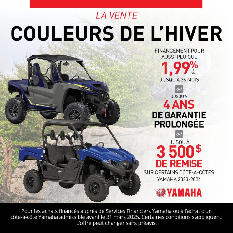 Offres exceptionnelles sur les côtes-à-côtes Yamaha 2023-2024 – COULEURS DE L’HIVER