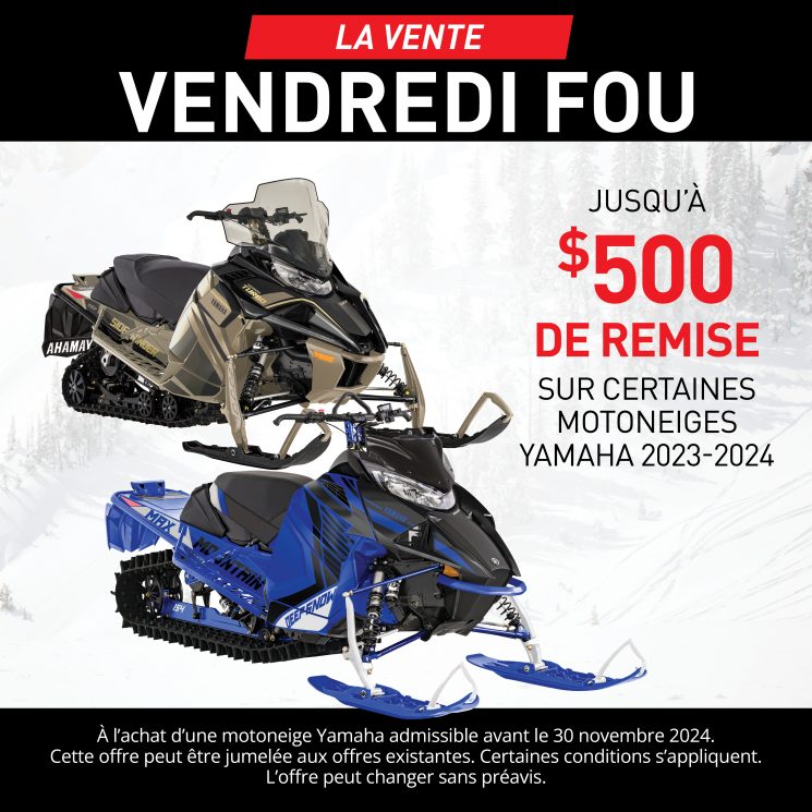 Rabais Vendredi fou – jusqu’à 500 $ de remise sur certaines motoneiges Yamaha