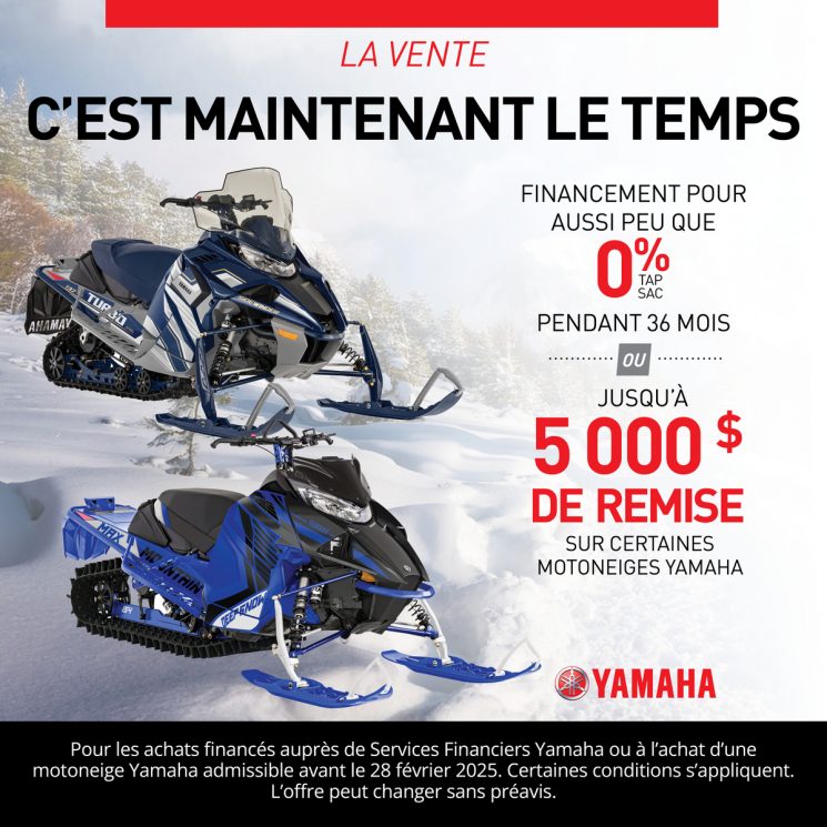 Des offres imbattables sur les motoneiges Yamaha  – C’EST MAINTENANT LE TEMPS